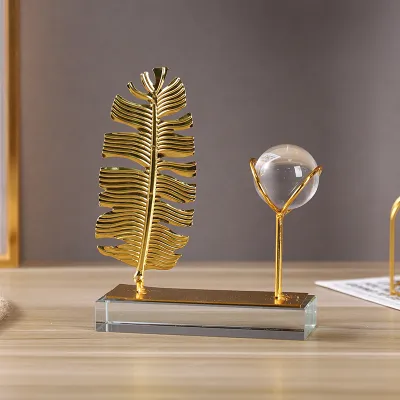 Iron Leaf Crystal Ball Wine Cabinet Decorations